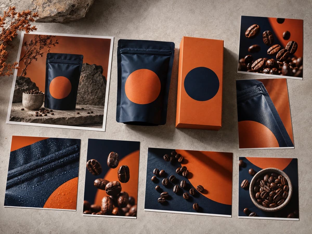 Coordinated coffee packaging and photographic campaign assets prepared for launch
